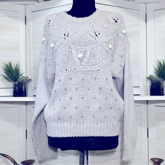 Vintage 90s Floral 3D Textured Sweater Violet Size Small - Picture 2 of 10